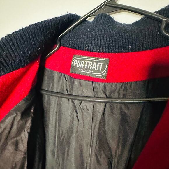 Vintage Portrait Red Wool Blend Sweater Cuff Button Front Jacket Size Medium - Picture 3 of 11